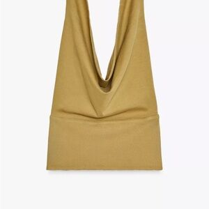 Zara Tan Drape Neck Top